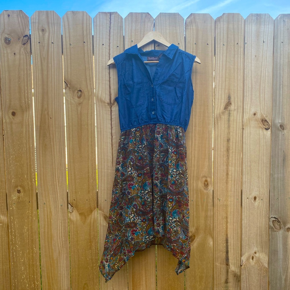 Y2K Faux Denim Mini Speed Control Paisley print Dress size M